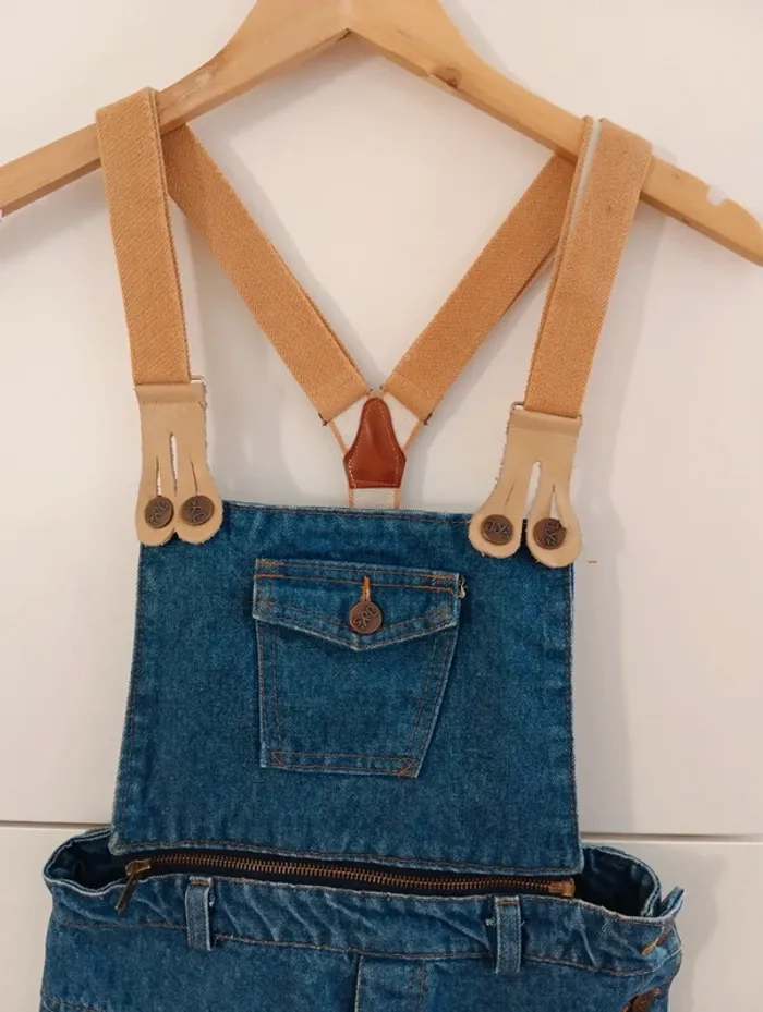 Salopette vintage taille haute bavette amovible - photo numéro 4