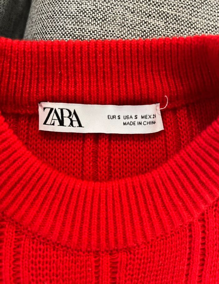 Pull court à manches courtes rouge Zara - photo numéro 5