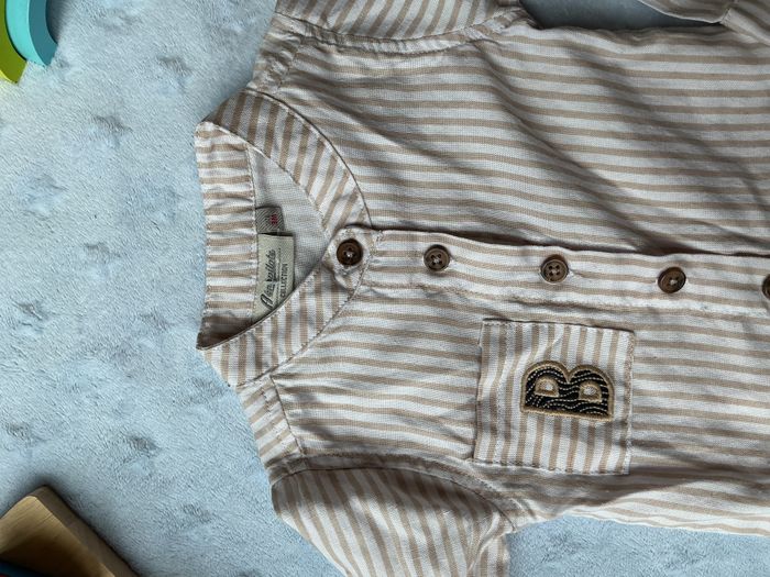chemise manches longues blanc rayé beige poche poitrine 3 mois aéropilote - photo numéro 6