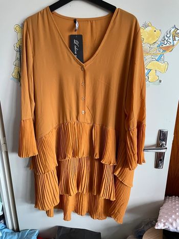 Robe jaune moutarde à manches longues, taille unique, marque L’olive Verte