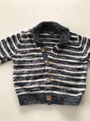 Cardigan bébé rayé noir/blanc 6 mois
