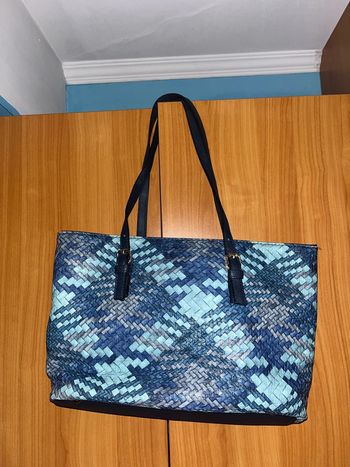 Sac à main bleu à motif géométrique (moyen)