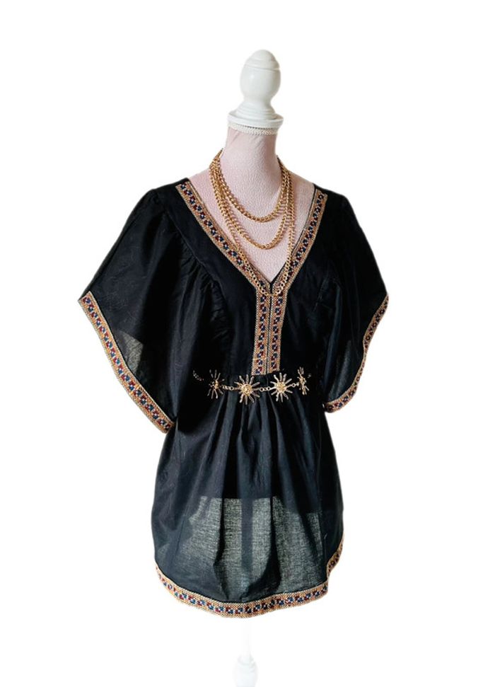 🖤🌸 Blouse ethnique Maison Hôtel noire broderies made in India embroidered oriental blouse🌸🖤 - photo numéro 5