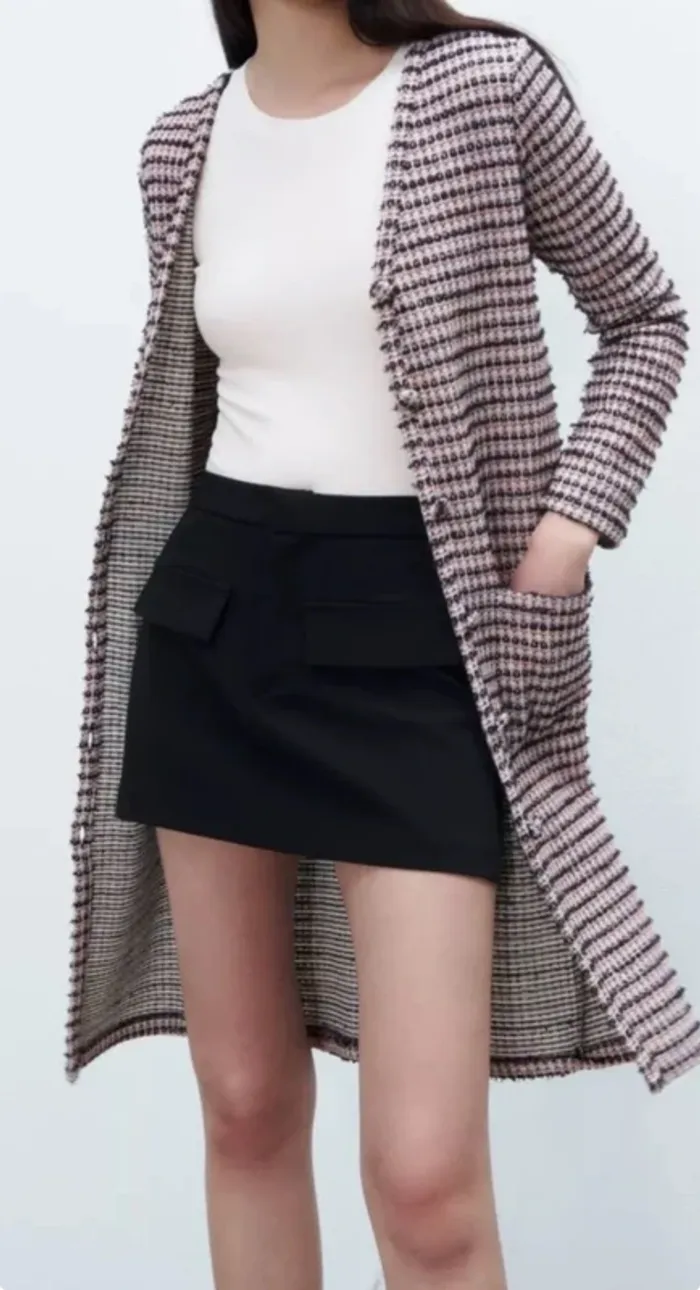 Gilet long tweed Zara taille L Robe mi longue Zara taille L - photo numéro 2