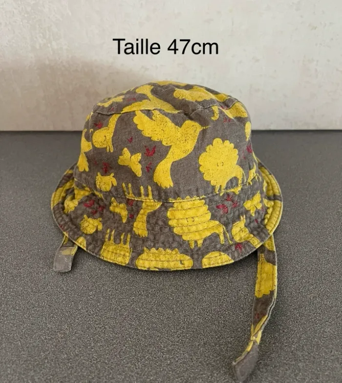 Chapeau motif oiseau avec attache taille 47cm Obaïbi