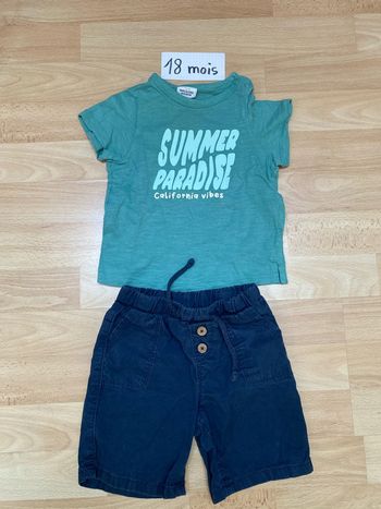 Ensemble été short et teeshirt manches courtes 18 mois Tape à l’œil
