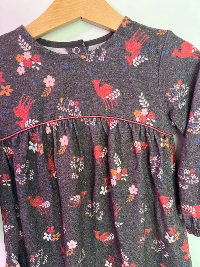 Robe gris foncé avec motifs biche Gémo 24mois - photo numéro 2