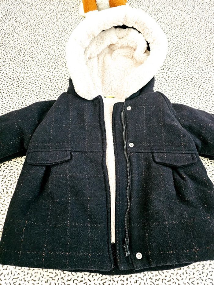 Blouson manteau polaire velours bleu marine foncé tape à l'œil TAO 18 mois - photo numéro 2