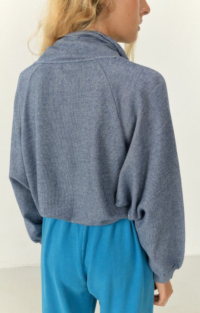 Pull Sweat vintage coton américain vintage modèle IBY, bleu à rayures blanches, neuf avec étiquette - photo numéro 5