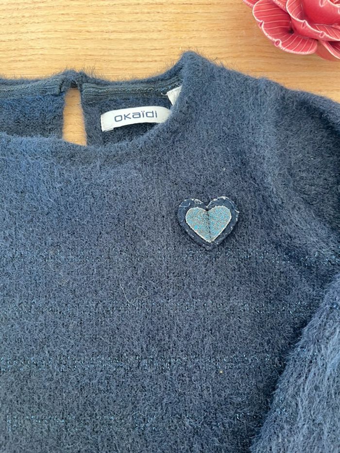 Pull doux bleu marine Okaidi 3 ans - photo numéro 2