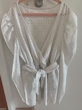 Blouse grossesse  allaitement péplum ajourée shein neuve t.S blanche