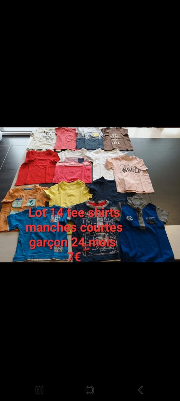 Lot 14 tee shirts manches courtes garçon 24mois