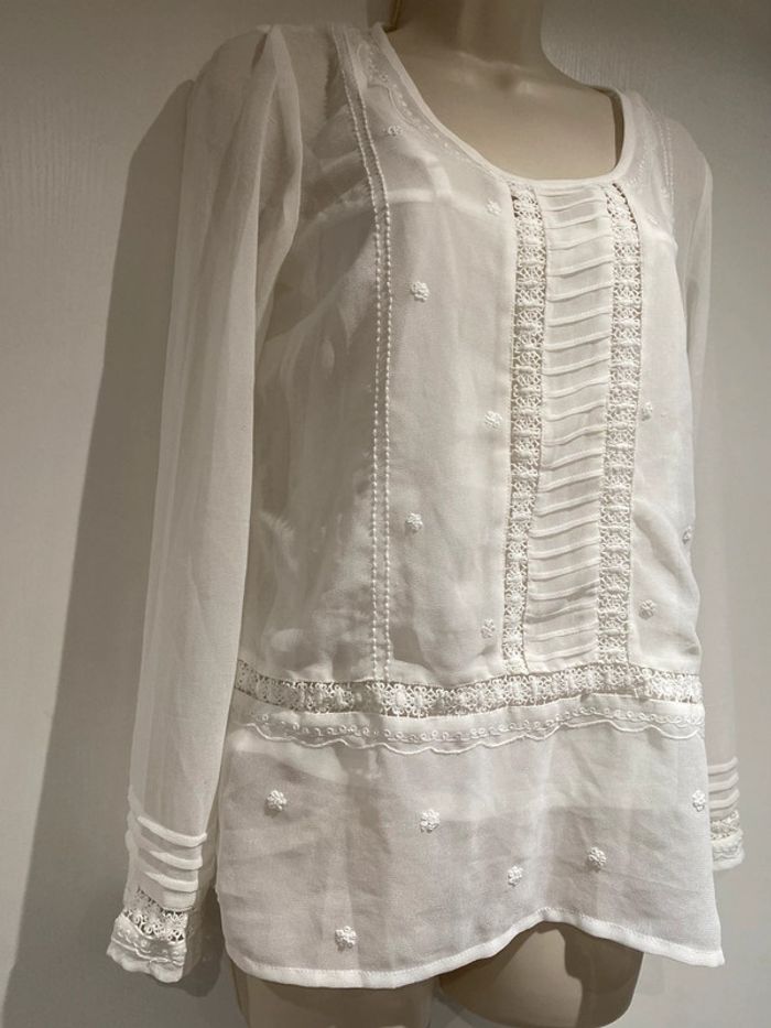Tunique blanc cassé crème dentelles bohème, avec Top, incorporé Naf Naf taille 36 - photo numéro 19