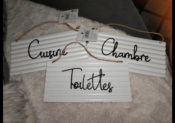 Lot de trois pancartes décoratives pièces de la maison "Gifi" neuves