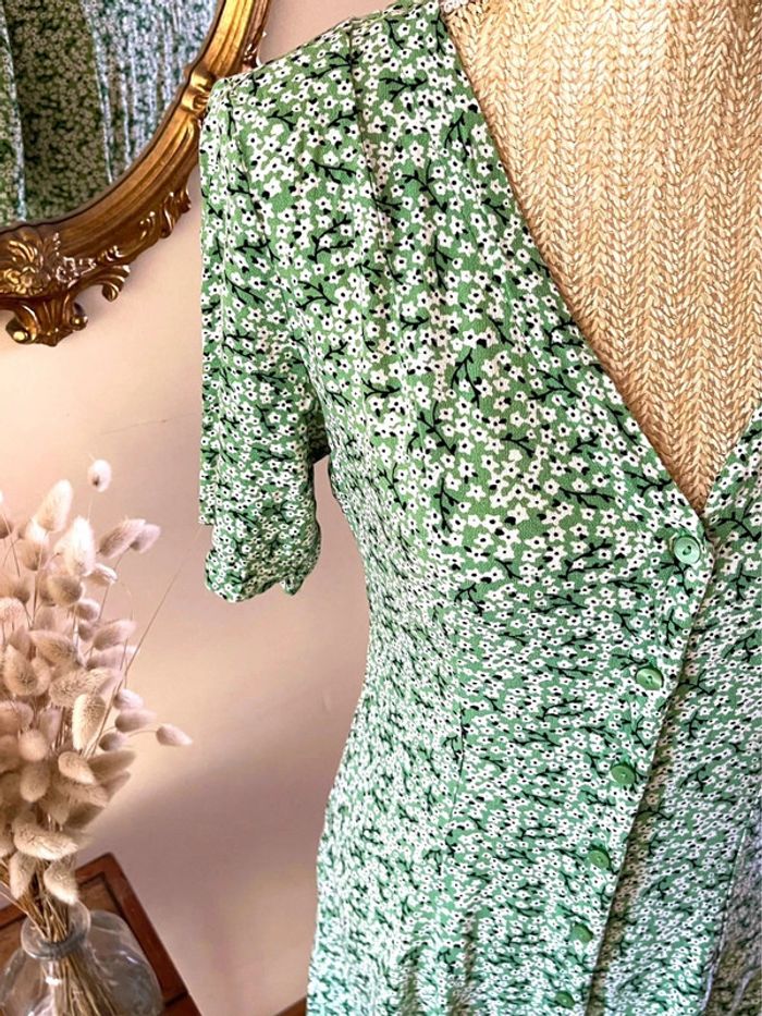Robe Fleurie Verte - Monki - Taille XS - photo numéro 4