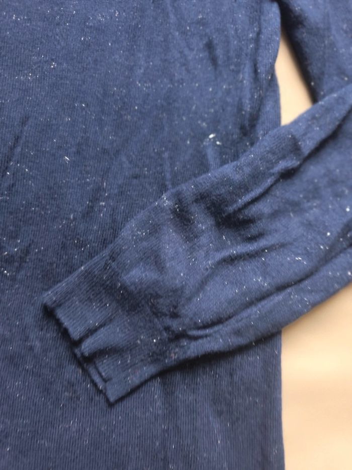 Robe pull bleu nuit avec col claudine noir - photo numéro 3