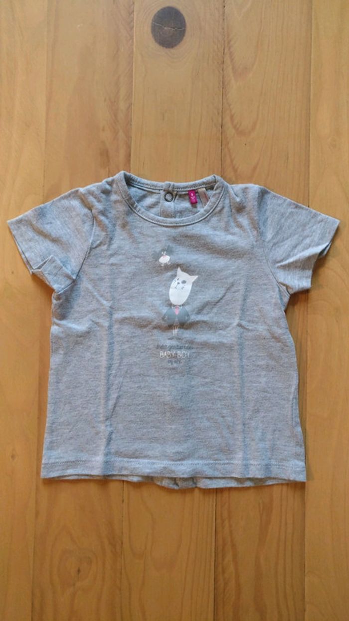 Ensemble salopette rose/T-shirt gris taille 9 mois orchestra - photo numéro 2