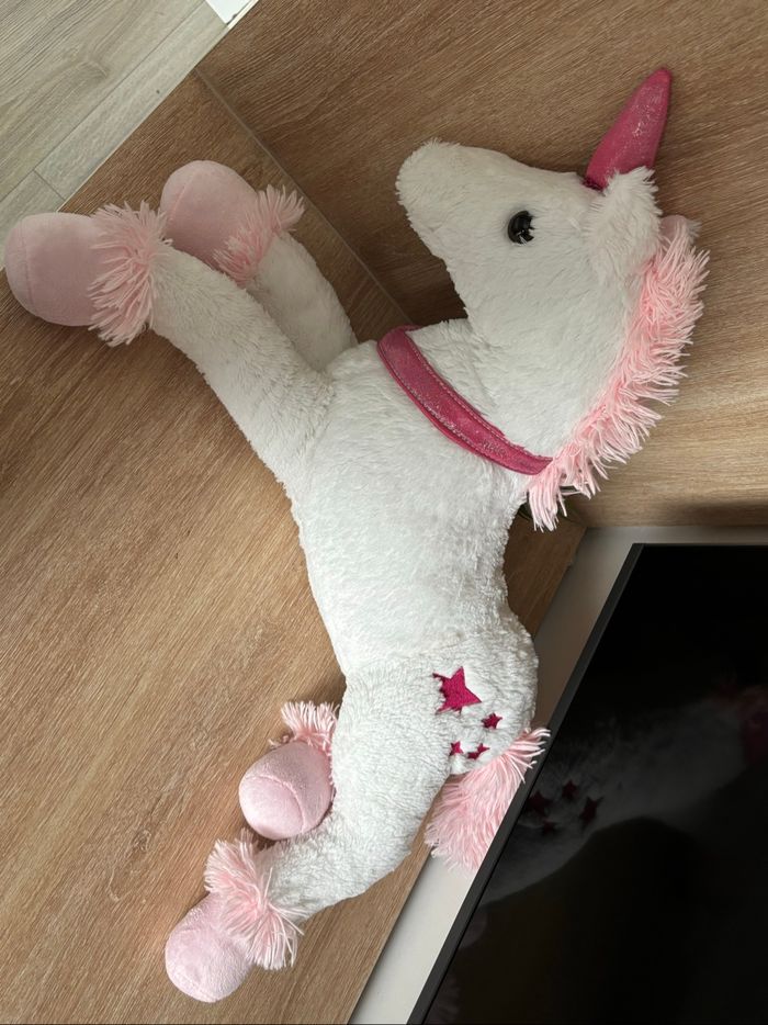 Grande peluche licorne blanche rose - photo numéro 4