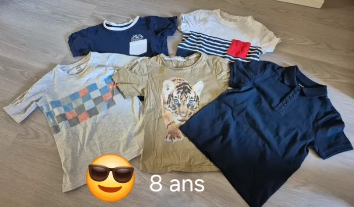 Lot de 5 tee shirts 8 ans garçon dont 1 neuf