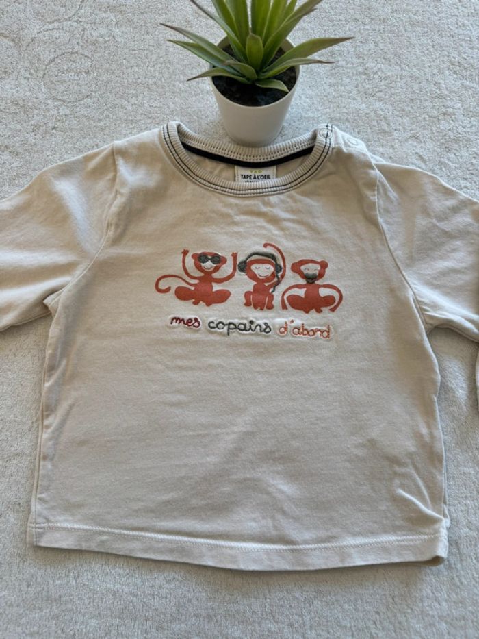 T-shirt manche longue petits singe - photo numéro 3