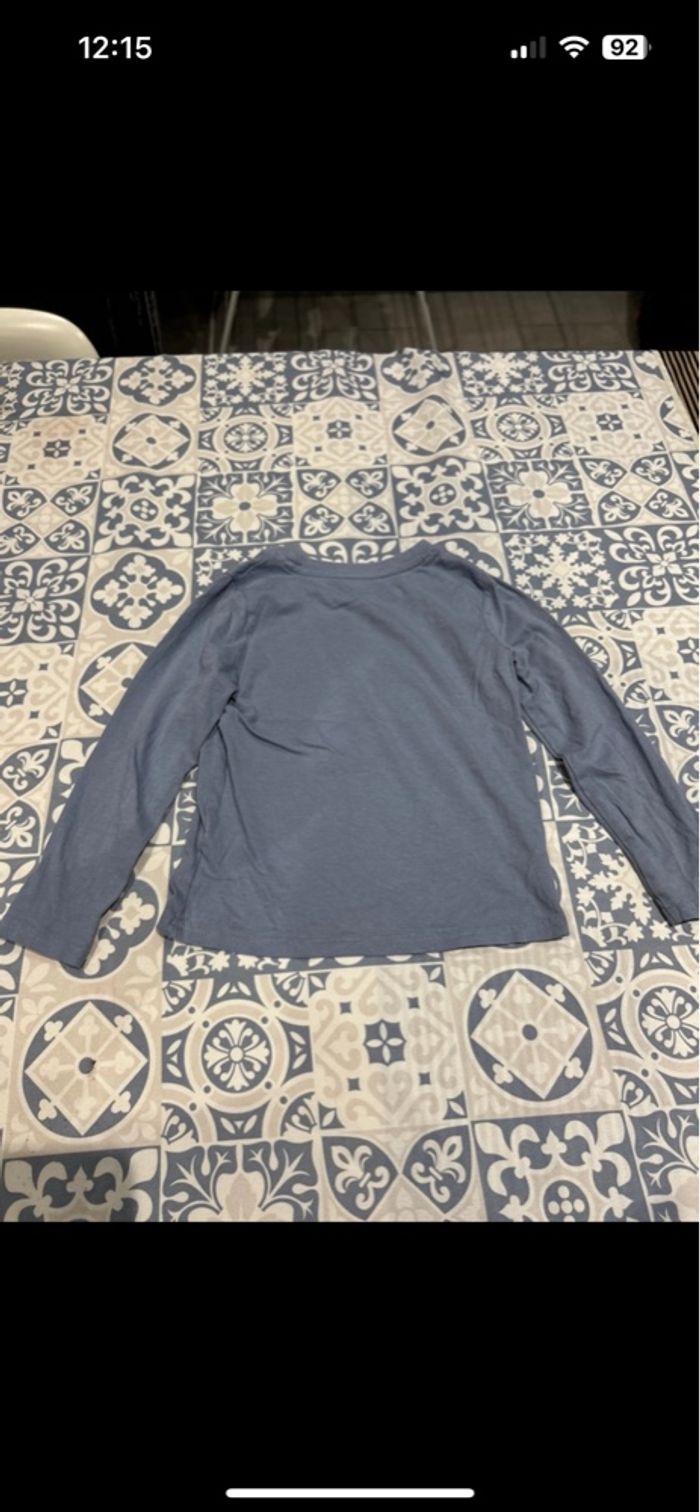 Teeshirt manches longues bleu/violet motif tête de panthère - photo numéro 2