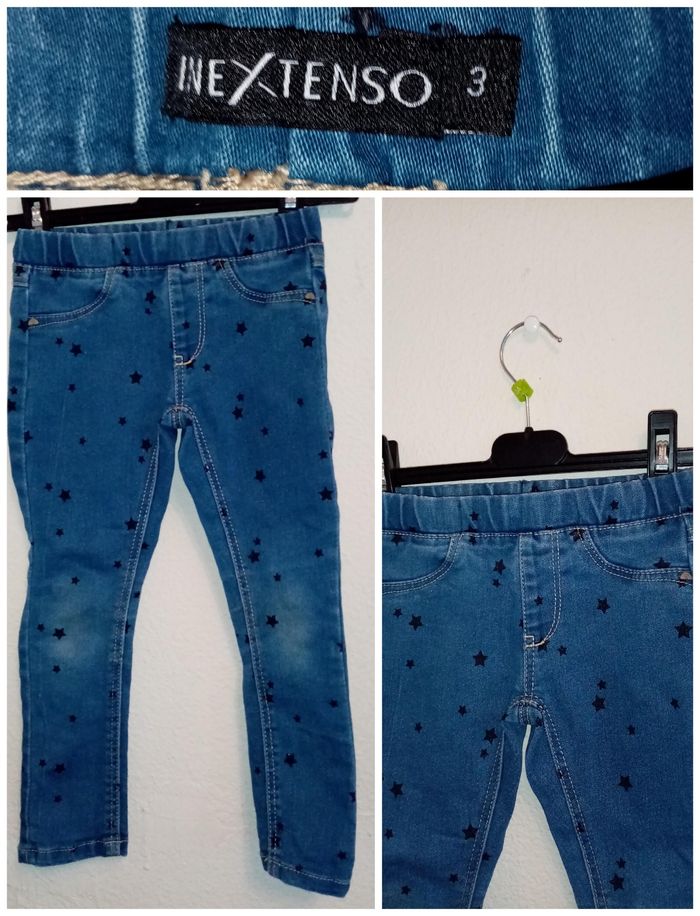3 ans in extenso pantalon jeans a élastique imprimé "petite étoiles" /Excellent état - photo numéro 4