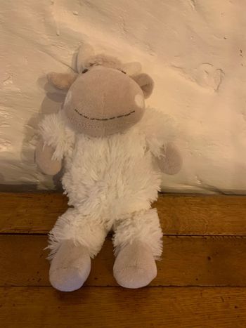 peluche doudou animal vache  doudou et compagnie  coloris blanc + marron beige musical