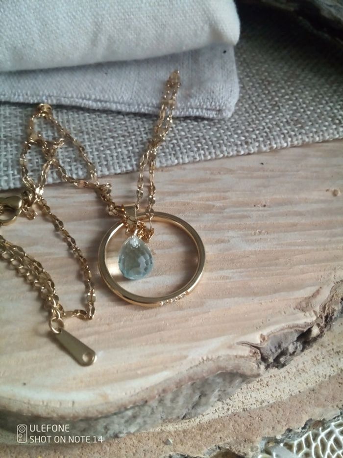 Collier alliance et pierre aigue marine - photo numéro 2