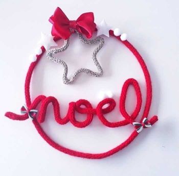 Décoration noël rouge tricotin attrape rêve (20 cm) cadeau noël