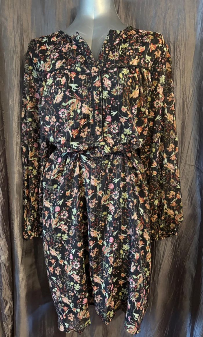 Superbe robe en mousseline doublée noire imprimé floral 54 - photo numéro 7