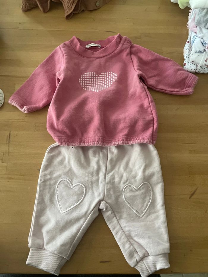 Ensemble sweat et jogging cœur rose 3 mois