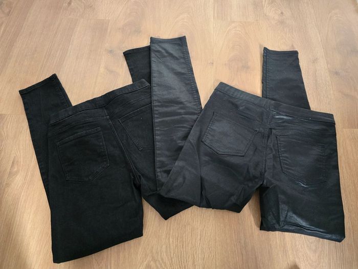 Lot de 2 jegging pantalons noirs élastique taille skinny slim 38 h&m - photo numéro 3