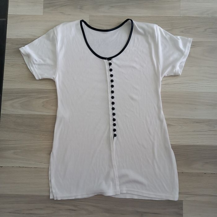 Chemisier femme blanc à manches courtes taille unique