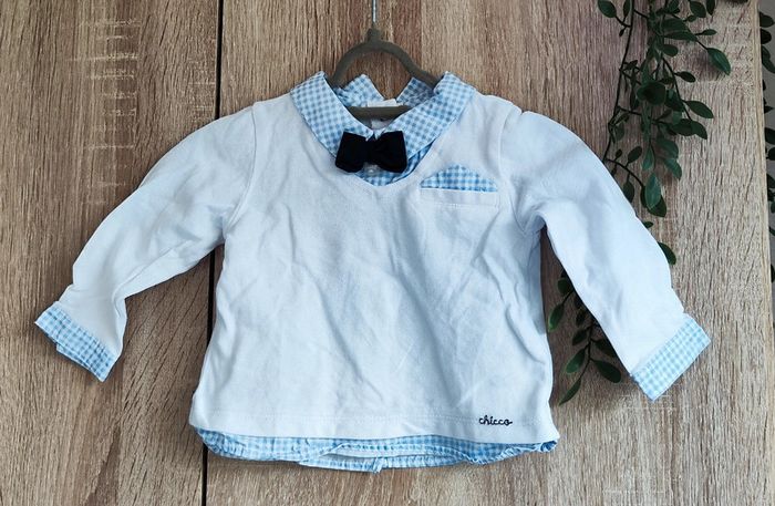 T-shirt manches longues avec noeud papillon Chicco 9 mois