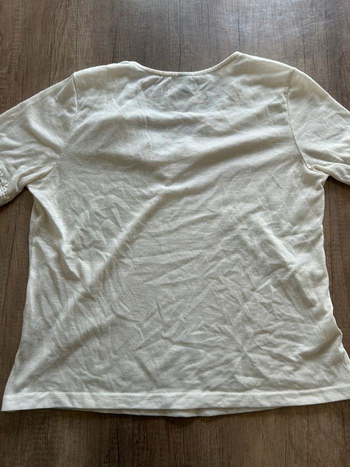 T-shirt manches courtes avec dentelle blanc - photo numéro 5