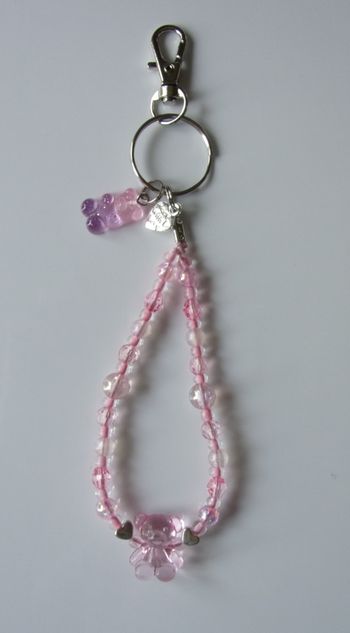 Porte clé ou Déco de sac à main ourson rose 2