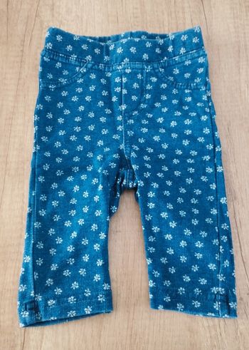 Legging fille bleu petites fleurs blanches taille 3 mois Grain de blé