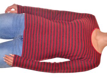 tshirt manches longues taille M rouge et noir rayé fluide en coton