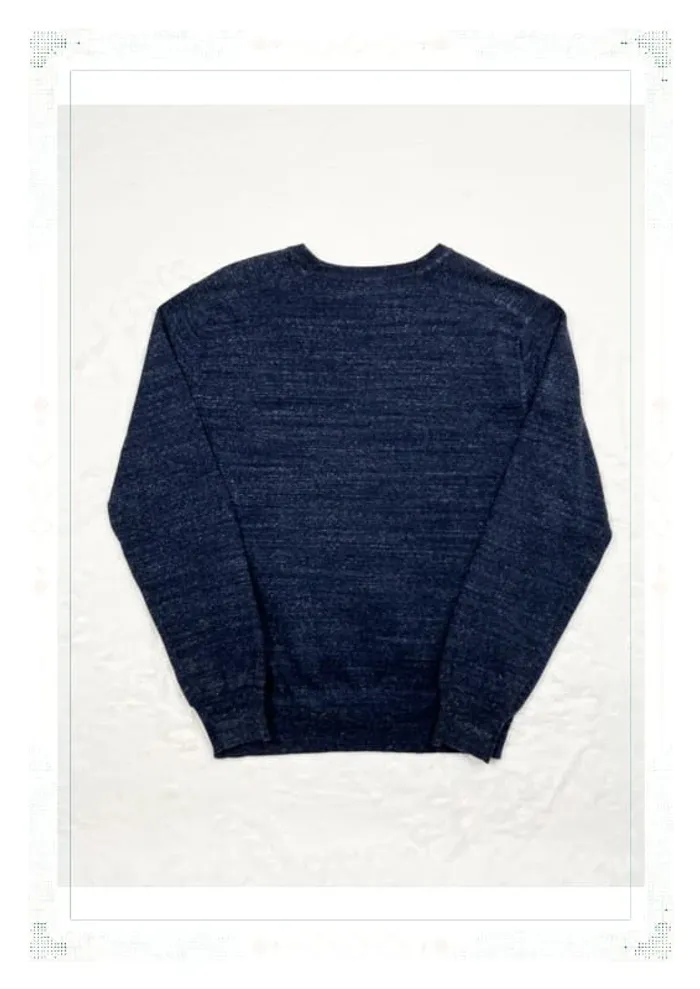 Ralph Lauren pull col rond bleu marine chiné homme taille M coton - photo numéro 3