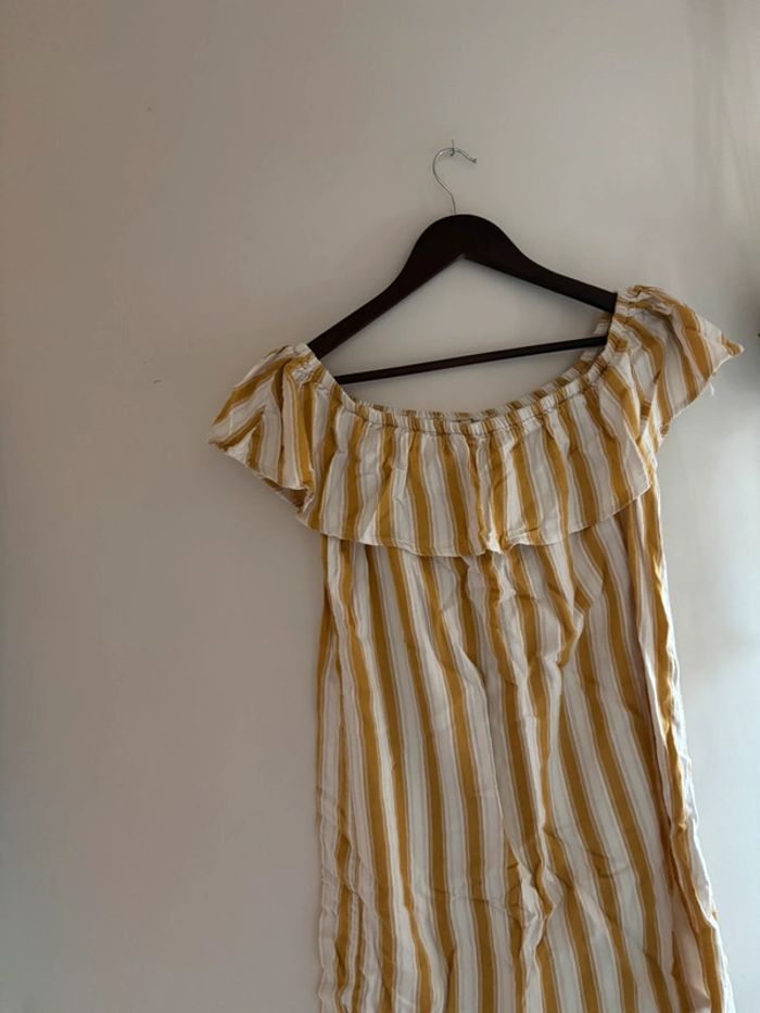 Robe rayée épaules dénudées - Stradivarius - Taille L - photo numéro 3