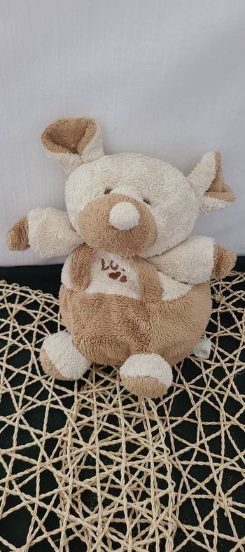 PLANET PLUCH  DOUDOU SOURIS ECRU SALOPETTE BEIGE JEMINI