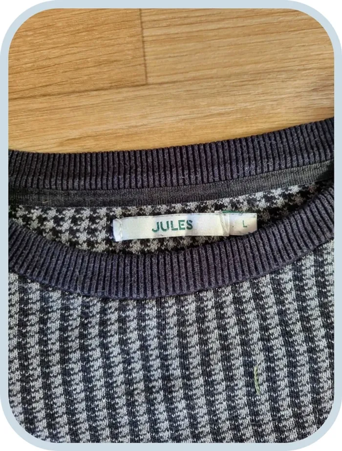 Pull à col rond noir/gris Jules Homme Taille L - photo numéro 4