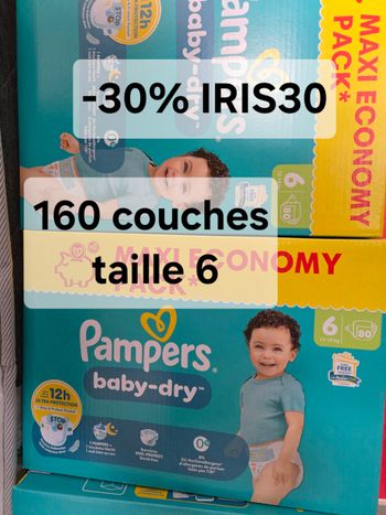 Lot de 2 cartons pampers taille 6 soit 160 couches pour les 13-18 kg 
