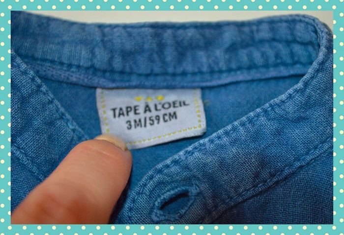 chemise manche longue Tape à l'œil bleu taille 1-3 mois / 56 cm - photo numéro 3