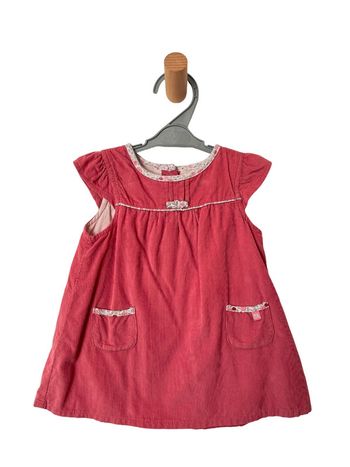 Robe à manches courtes en velours de coton rose - Cadet Rousselle 12 mois