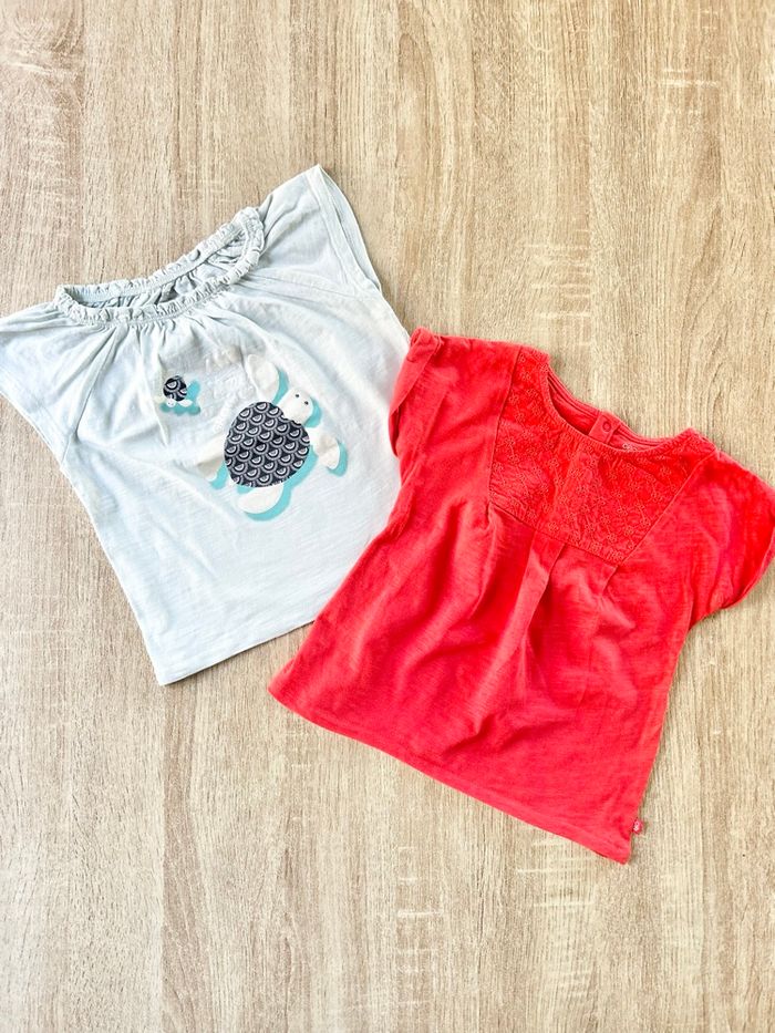2 t-shirts manches courtes fille