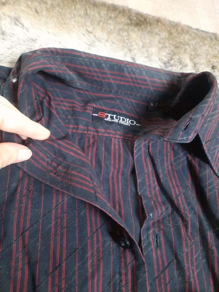 Chemise rayé noir et bordeaux - photo numéro 2