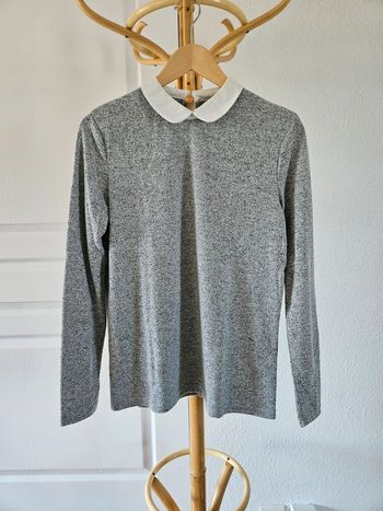 Pull gris col chemise taille 38 Kiabi