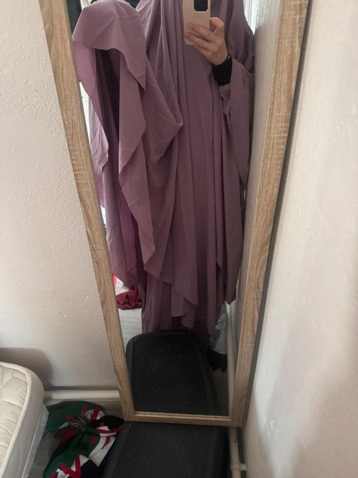 Abaya et grand khimar couleur lilas - photo numéro 6