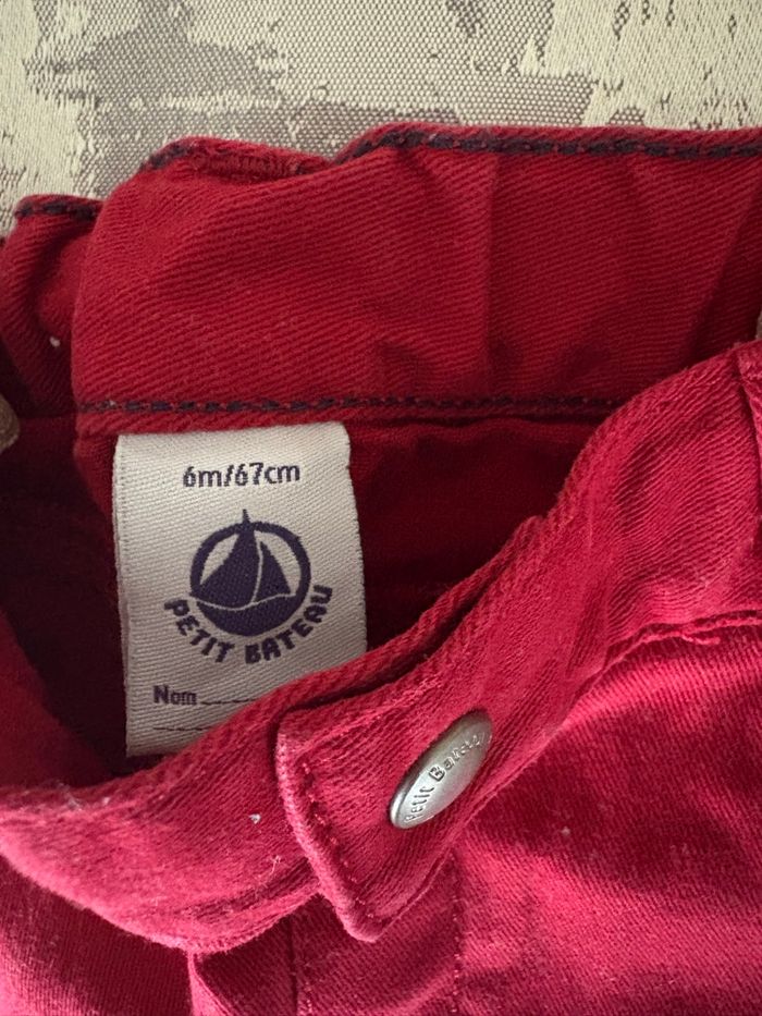 Pantalon bébé PETIT BATEAU – 6 mois – Rouge - photo numéro 3